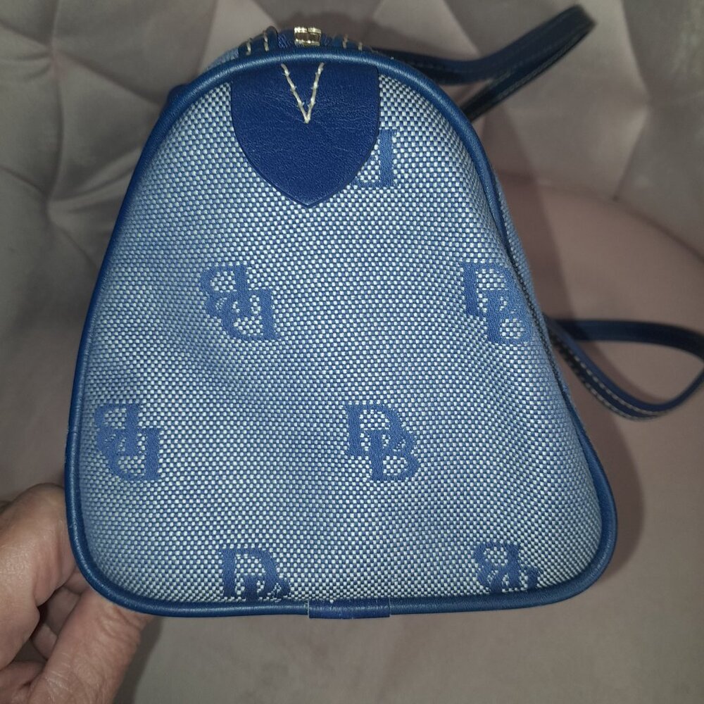 Dooney & Bourke Signature Canvas DB Monogram Small Barrel Shoulder Bag Blue - Picture 6 of 10